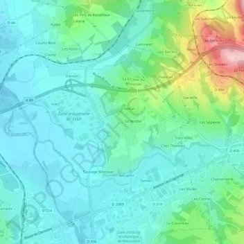 Le Fau topographic map, elevation, terrain