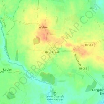 High Ercall topographic map, elevation, terrain