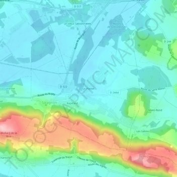 Le Pontet topographic map, elevation, terrain