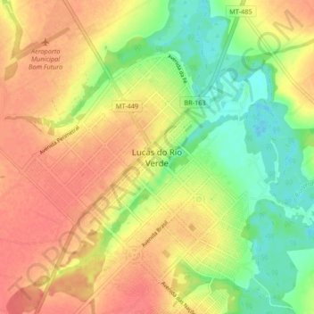 Lucas do Rio Verde topographic map, elevation, terrain
