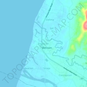 Poblacion topographic map, elevation, terrain