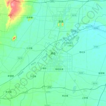 Huaxian topographic map, elevation, terrain