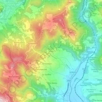 Campo topographic map, elevation, terrain