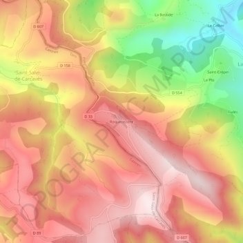 Roquecezière topographic map, elevation, terrain