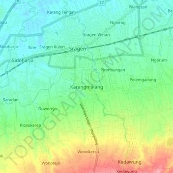 Karangmalang topographic map, elevation, terrain