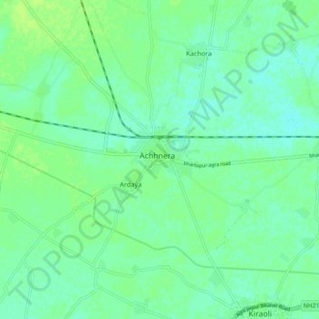 Achhnera topographic map, elevation, terrain