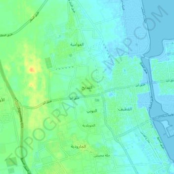 Al Qudayh topographic map, elevation, terrain