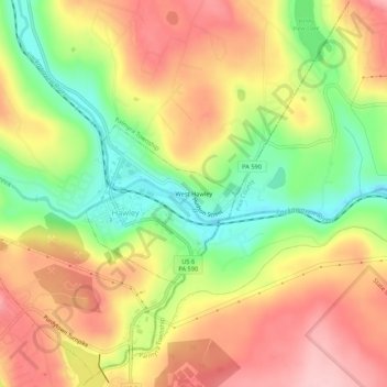 West Hawley topographic map, elevation, terrain