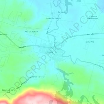 Ñancul topographic map, elevation, terrain