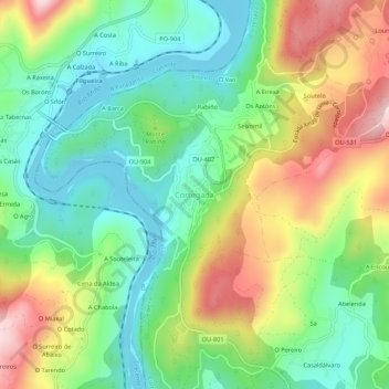 Cortegada topographic map, elevation, terrain