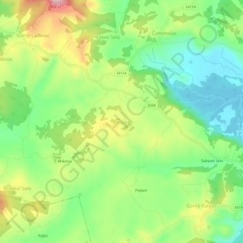 Polje topographic map, elevation, terrain