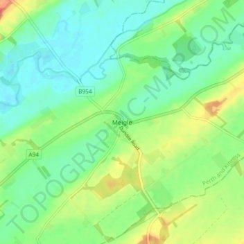 Meigle topographic map, elevation, terrain
