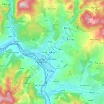 Kakanj topographic map, elevation, terrain