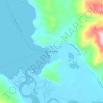 Puerto Cisnes topographic map, elevation, terrain
