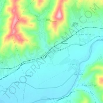 Pajove topographic map, elevation, terrain