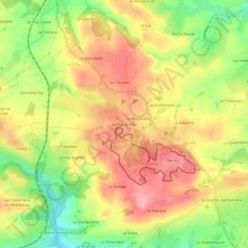Le Puy du Fou topographic map, elevation, terrain