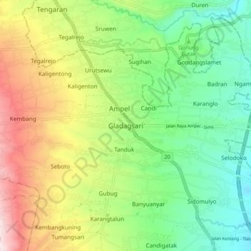Gladagsari topographic map, elevation, terrain