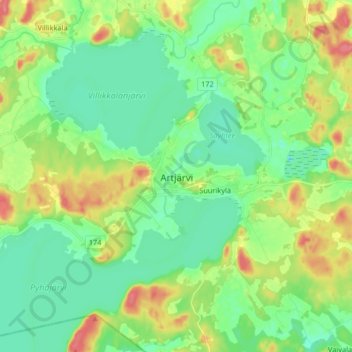 Artjärvi topographic map, elevation, terrain