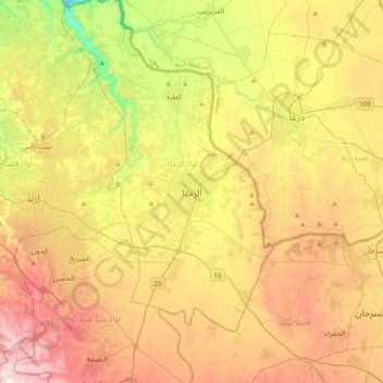 Ar Ramtha topographic map, elevation, terrain