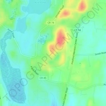 Mendon Ponds Park topographic map, elevation, terrain