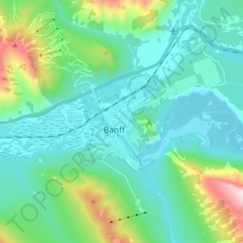 Banff topographic map, elevation, terrain