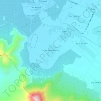 Lo Arcaya Poniente topographic map, elevation, terrain