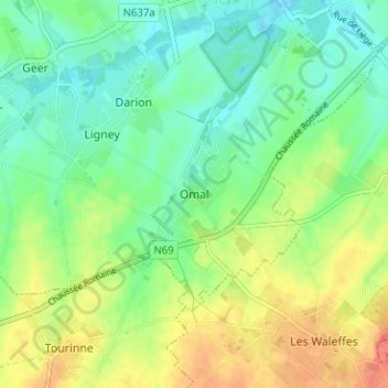 Omal topographic map, elevation, terrain