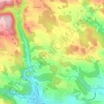 Grasbach topographic map, elevation, terrain