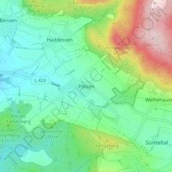 Pötzen topographic map, elevation, terrain