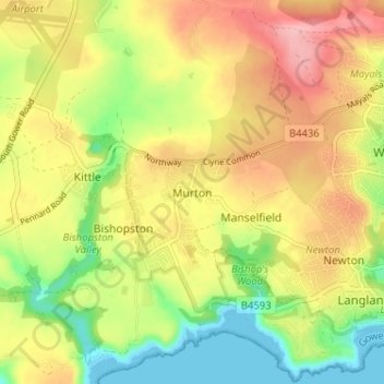 Murton topographic map, elevation, terrain