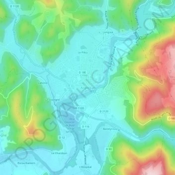 Argentat topographic map, elevation, terrain