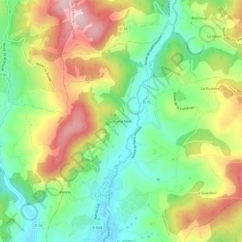 Tourne Midi topographic map, elevation, terrain