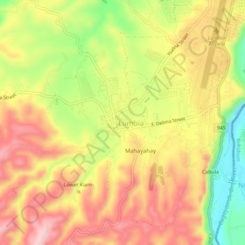 Lumbia topographic map, elevation, terrain