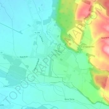Cachapoal topographic map, elevation, terrain