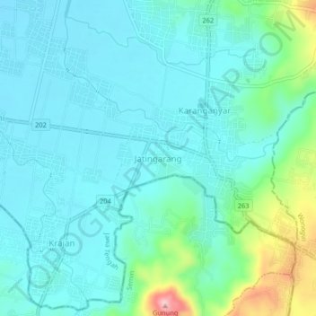 Jatingarang topographic map, elevation, terrain
