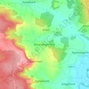 Krumlengenfeld topographic map, elevation, terrain