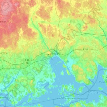 Västerås topographic map, elevation, terrain