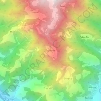 Gothinda topographic map, elevation, terrain