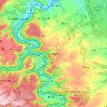 Nideggen topographic map, elevation, terrain