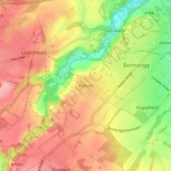 Polton topographic map, elevation, terrain