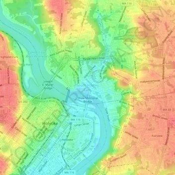 South Hadley Falls topographic map, elevation, terrain