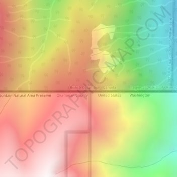 Cascade Mountains topographic map, elevation, terrain