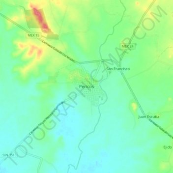 Pericos topographic map, elevation, terrain