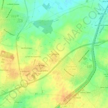 La Fromagère topographic map, elevation, terrain