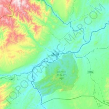 Hsipaw topographic map, elevation, terrain