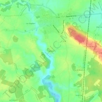 Vaussais topographic map, elevation, terrain