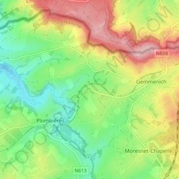 Völkerich topographic map, elevation, terrain