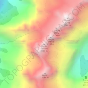 Mount Makere topographic map, elevation, terrain