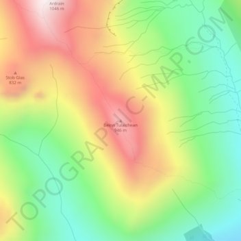 Beinn Tulaichean topographic map, elevation, terrain