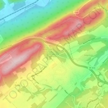 Buffalo Run topographic map, elevation, terrain